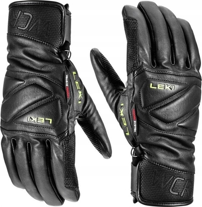 Doreza skish Leki WCR Venom Speed 3D, masa 10.5, lëkurë, zi verdhë