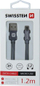 Kabllo USB Swissten USB A në micro USB, 1.2m, 3A, gri