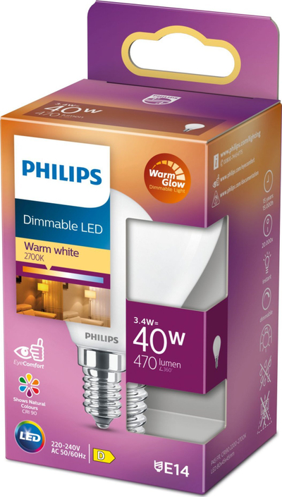 Llambë LED Philips 871951432447300, E14, 3.4W, e bardhë e ngrohtë matte