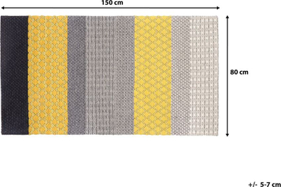 Tapet AKKAYA Wool Area Rug, 80 x 150 cm, lesh poliester, e verdhë me gri