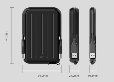 Hard disk i jashtëm Silicon Power Armor A66, 2TB, USB 3.2, i zi e verdhë