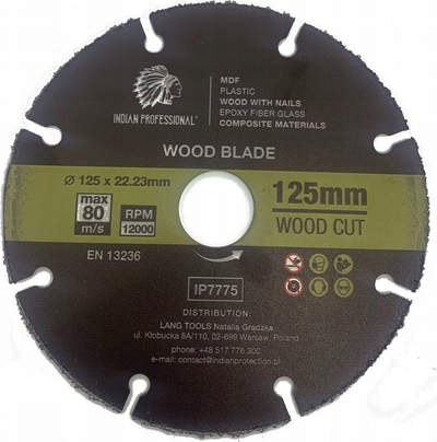 Disk prerës universal Indian Professional, 125mm, për dru dhe plastikë