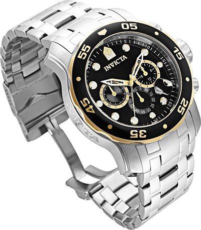 Orë dore për meshkuj Invicta Pro Diver Quartz 33999, e argjendtë/verdhë