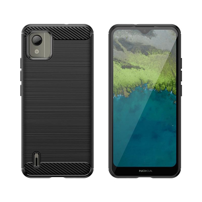 Këllëf telefoni Reinforced Carbon për Nokia C110, TPU, antirrëshqitës, i zi
