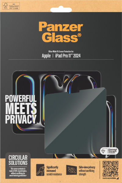 Xham mbrojtës PanzerGlass Ultra-Wide Fit Privacy për iPad Pro 11\" 2024, me privatësi, i zi