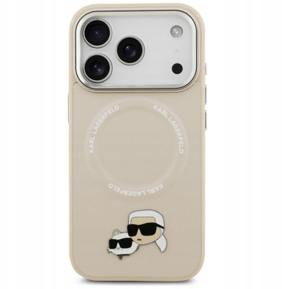 Mbulesë telefoni Karl Lagerfeld MagSafe për iPhone 17 Pro Max, prej PU, bezhë