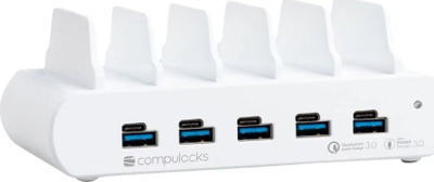 Stacion karikimi Compulocks DC/POS, 5 porta USB dhe USB C, i bardhë