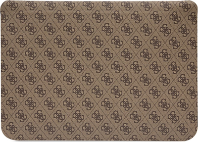 Mbështjellës laptopi Guess 4G Printed Stripes, 16\", lëkurë sintetike, kafe
