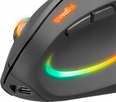 Maus vertikal Speedlink PIAVO PRO, pa kabllo, me drita RGB, i zi