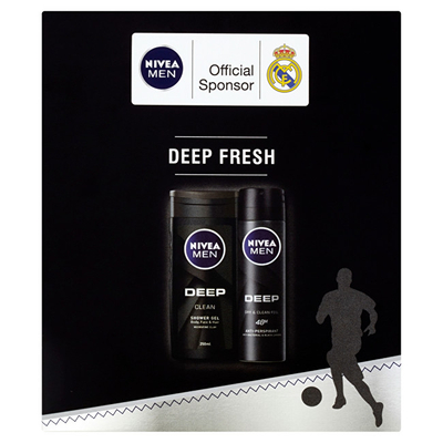 Set Nivea Deep Fresh Men, xhel dushi 250 ml + antiperspirant 150 ml