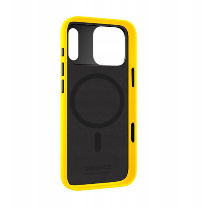 Këllëf telefoni YAXO Leather Gear Slim, MagSafe për iPhone 17 Pro Max, lëkurë eko, i verdhë