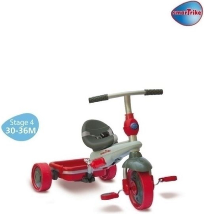Трицикл за деца smarTrike Smart &amp; Go, 5 во 1, со родителска рачка, сив со црвена