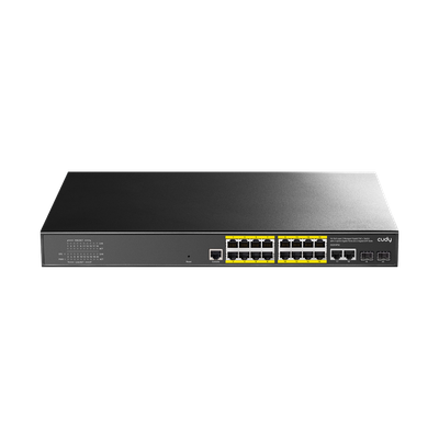 16-Port Layer 2 Managed Gigabit PoE+ Switch with 2 Uplink Gigabit Ports and 2 Gigabit SFP Slots, 200W (GS2018PS2-200W)