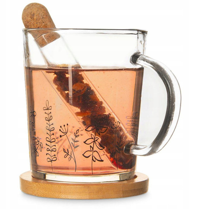 Set filxhani xhami Orion, kullesë çaji, nënfilxhan bambu, 400ml, transparent