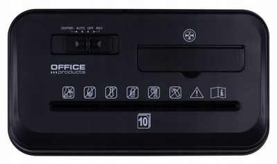 Shredder OFFICE PRODUCTS, 10 fletë A4, kosh 14L, i zi