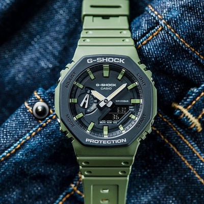Orë dore për meshkuj G-Shock Original Carbon Core Guard GA-2110SU-3AER (619), e gjelbër