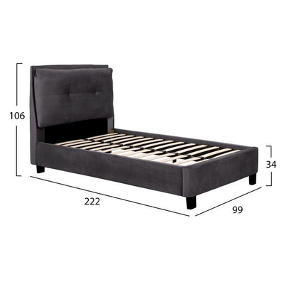 Shezllon Riley 90×200 cm, tapiceri velur gri (HM561.01), gri