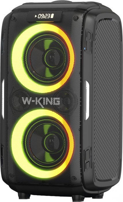 Kuti zanore Bluetooth W-KING 250W, 120 dB, BT 5.3, me LED, e zezë