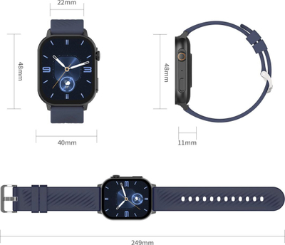 Ora inteligjente Gravity GT15-3, ekran 2.04", Bluetooth, e zezë me rrip silikoni të kuq