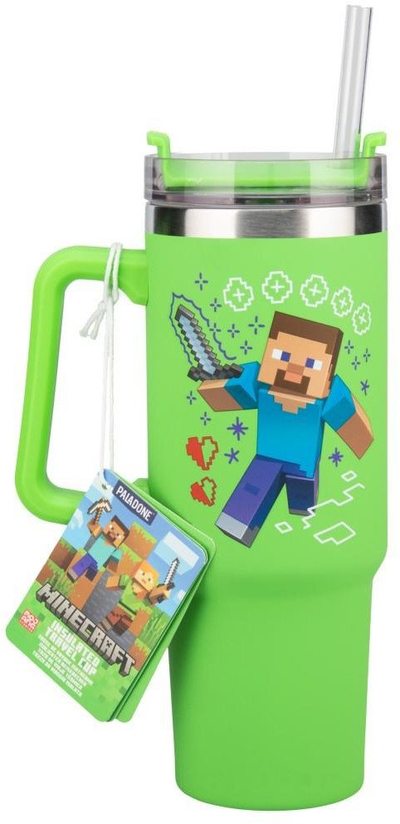 Gotë termo Minecraft Green, 900ml, me pipëz, jeshile
