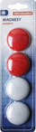 Magnete rrumbullake MemoBe MAGNESY, 40mm, set me 4 copë, të bardha dhe të kuqe