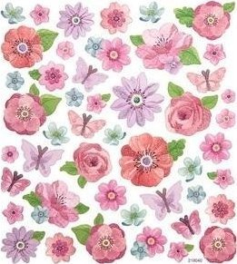 Stickerë dekorativë Dalprint Flower Stickers, set me 46 copë, me lule, shumëngjyrëshe