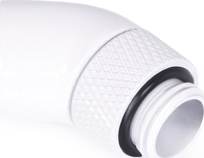 Adapter ftohës uji Alphacool Eiszapfen 17487, kënd 45°, G1/4 mashkull në G1/4 femër, i bardhë