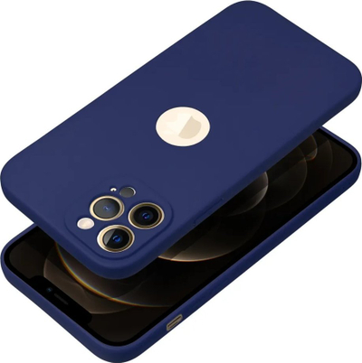 Kapak telefoni Forcell Soft për iPhone 15, silikon i butë, mat, blu navy