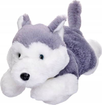 Lodër pellushi Beppe Husky, maskotë qen, 35cm, gri e bardhë
