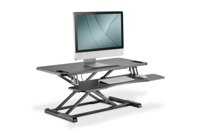 Shtesë tavoline Digitus Ergonomic Workspace Riser, 95x62 cm, lartësi që e çon vetë nga 10 në 50 cm, e zezë