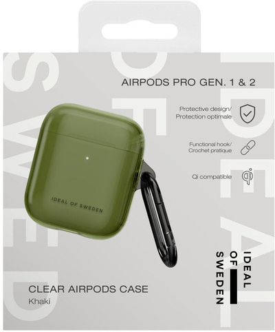 Торба за слушалки IDeal of Sweden Designer Hard Cover Khaki Chiaro, заштитна навлака за AirPods, зелена каки