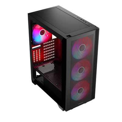 Kuti PC Black Case Mistral ARGB Flow, MIDI tower, USB 3.0 x2, e zezë