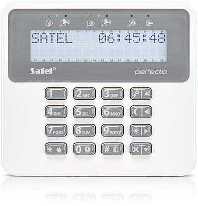 Бежична тастатура Satel PRF-LCD-WRL, за панели PERFECTA, LCD екран, бела