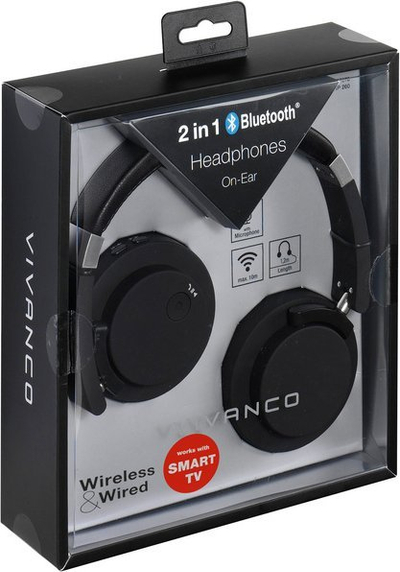 Kufje pa tela Vivanco BTHP 260, Bluetooth, me mikrofon, të zeza