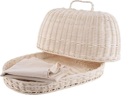 Kuti buke Orion Rattan, me pëlhurë, 40 x 25 x 22 cm, bezhë