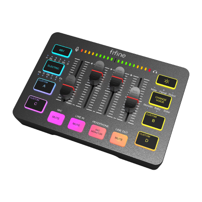 Mikser audio Fifine SC3 RGB, USB, 48V phantom, i zi