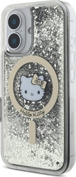 Mbulesë telefoni Hello Kitty HKHMP16SLGDIK, për iPhone 16 6.1", hardcase, zi-ari