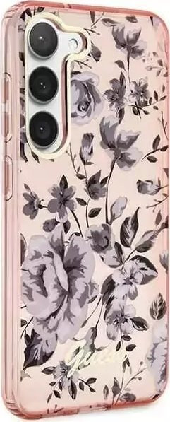 Hulë telefoni Guess Flower Collection GUHCS23MHCFWSP për Samsung Galaxy S23 Plus, kapak i fortë, rozë me lule