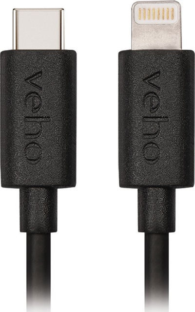 Kabllo karikimi Veho USB C në Lightning, 1m, e zezë