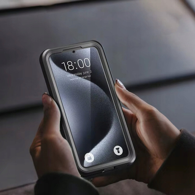 Kuti mbrojtëse telefoni për Samsung Galaxy A55 5G, IP68, 360°, me rrip, e zezë