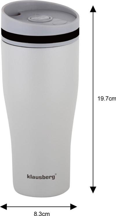 Gotë termike Klausberg KB-7620 Click Clack, 380ml, çelik inox, bezhë gri