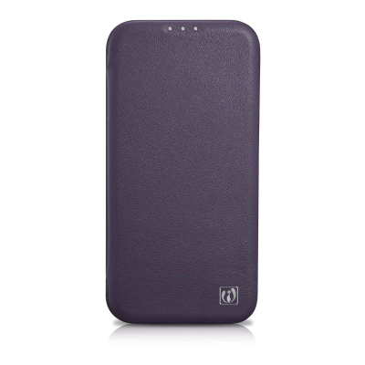 Kapak telefoni iCarer CE Premium Leather Folio, për iPhone 14 Plus, MagSafe, vjollcë e errët
