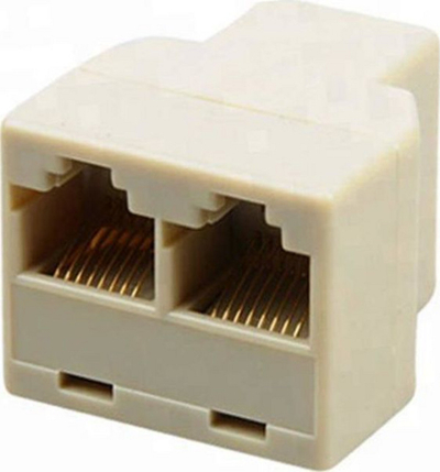 Ndarës rrjeti RJ45 pa firmë, 1 hyrje 2 dalje, krem