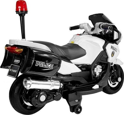 Motor elektrik për kalamoj Police HZB118, me bateri, me drita edhe me sirenë, bardh e zi