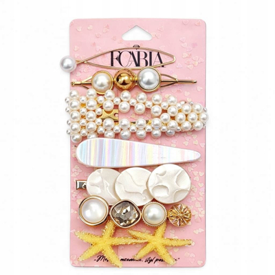 Set kapëse flokësh ECARLA SUMMER STARFISH SP449, 7 copë, me perla, shumëngjyrëshe