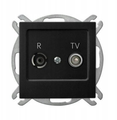 Prizë murale RTV, through socket, 10 dB, e zezë