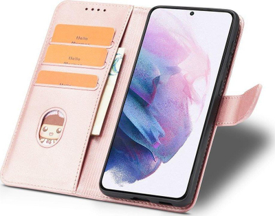Këllëf telefoni Magnet Case Samsung Galaxy S22 Plus, tip libër, me qëndrim, rozë