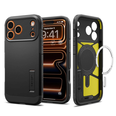 Mbulesë telefoni Spigen Tough Armor T MagFit ACS10297, për iPhone 17 6.9", MagSafe, e zezë
