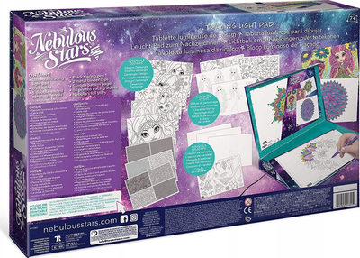 Set vizatimi Nebulous Stars Deluxe Tracing Light Pad, dritë LED me 3 nivele, USB, me shumë ngjyra