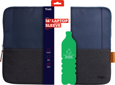 Këllëf laptopi Trust Lisboa Sleeve, 16", material mbrojtës, blu